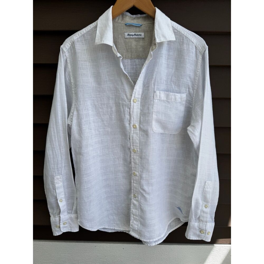 Tommy Bahama Ventana Plaid Linen Shirt Men's Medium Coastal Beach Wedding Resort